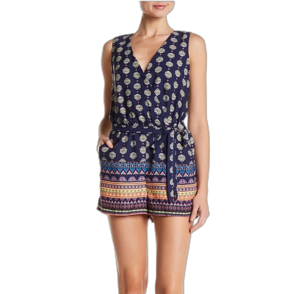 BeBop Surplice Neon Tribal Romper - M